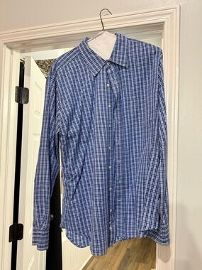 GAP Blue Plaid Long-Sleeve Button-Down Shirt